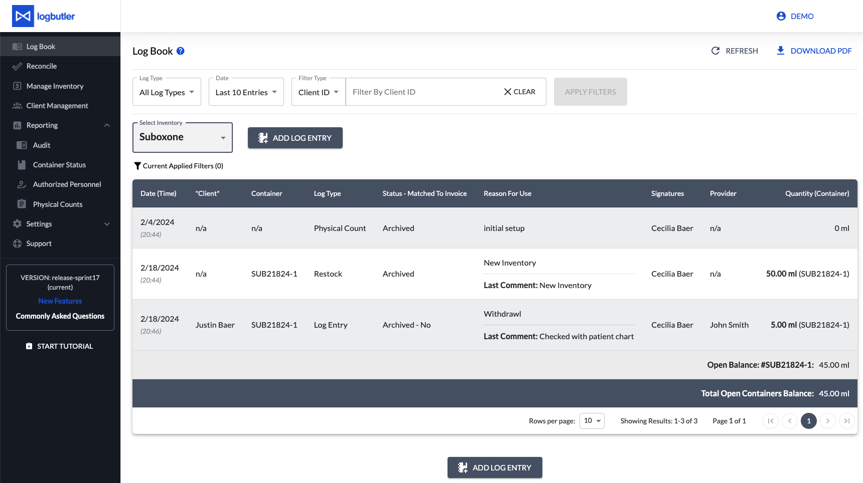 LogButler DEA Logbook