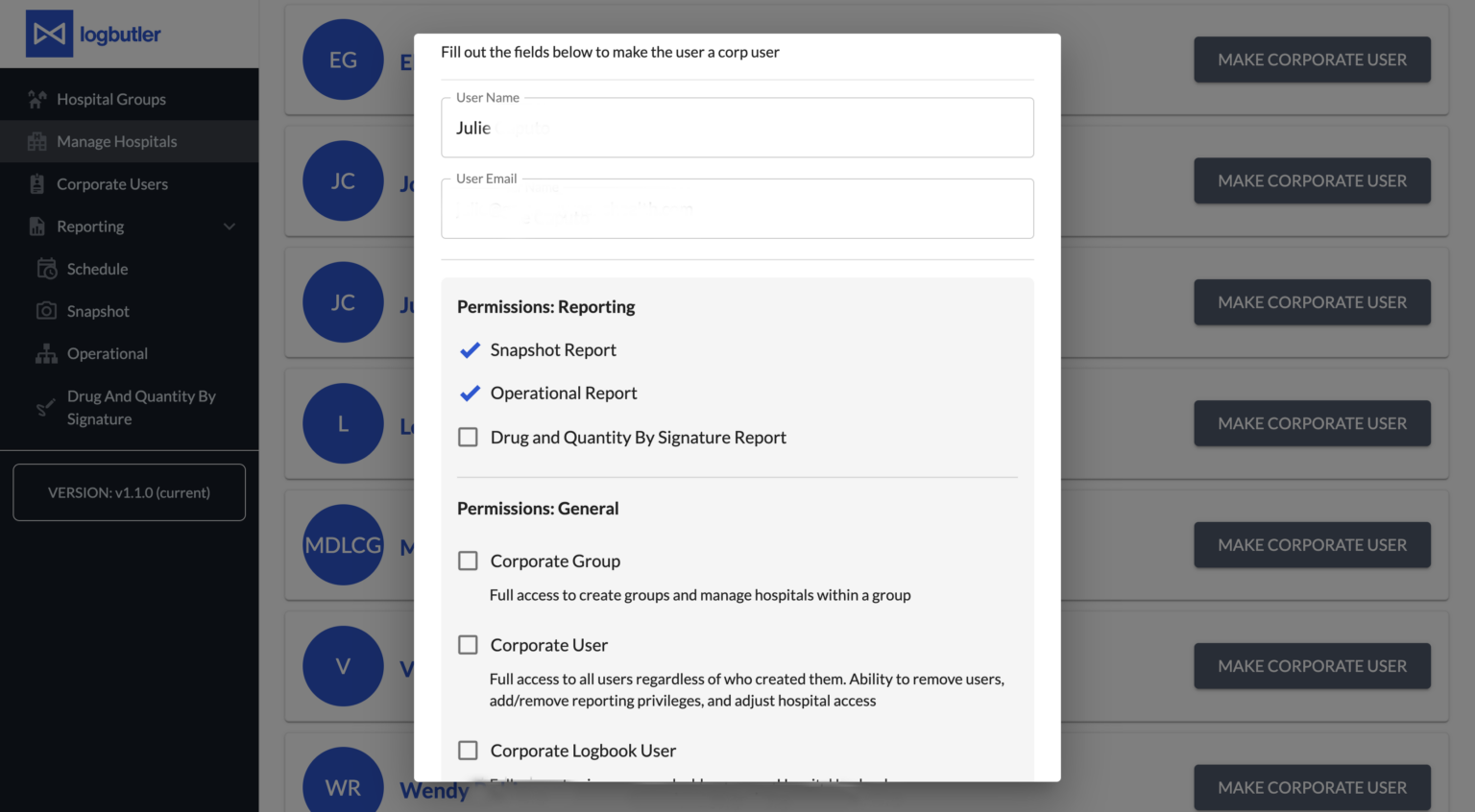 corporate portal user management